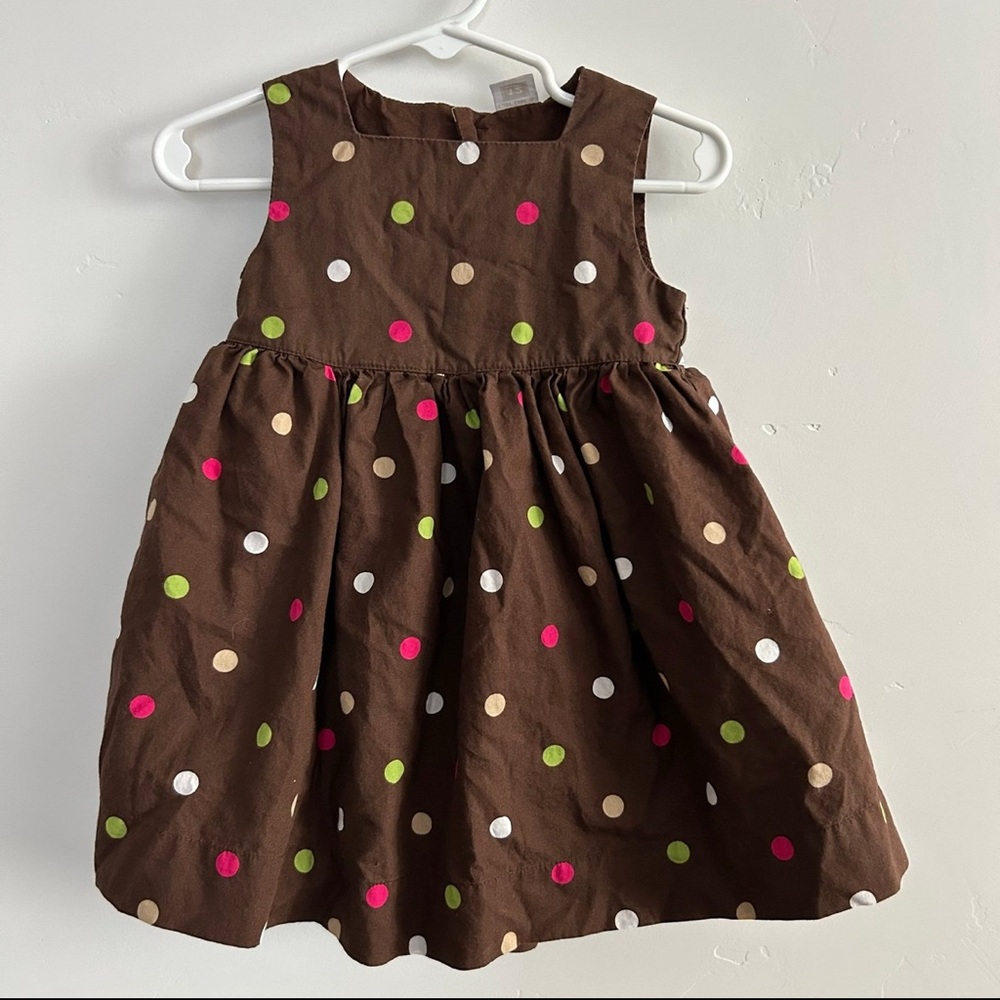 Polka Dot Sleeveless Brown Kids Dress